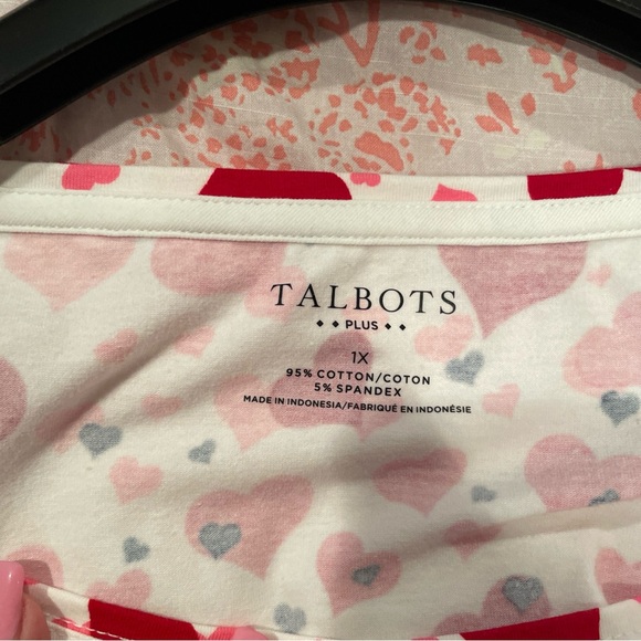 Talbots Women's Plus Bateau Neck Tee AN3 Scattered Hearts Size 1X Plus NWT - Picture 10 of 12